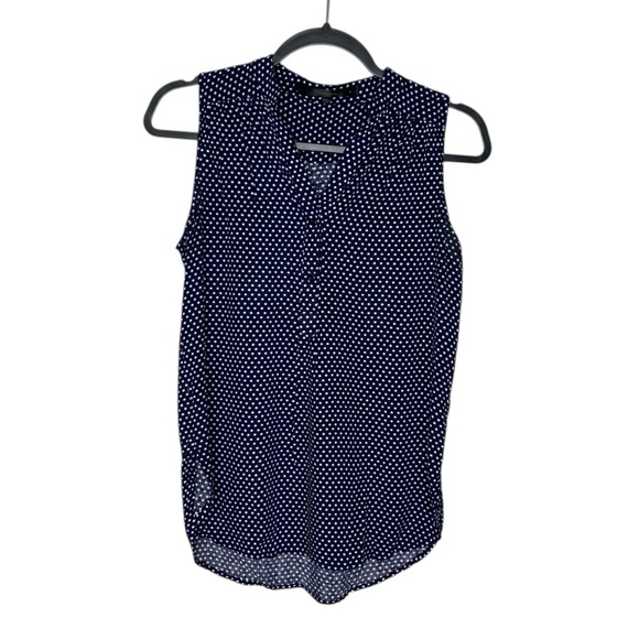 fun 2 fun Tops - Fun2Fun Navy Polka Dot Blouse Small Sleeveless Rayon Retro Classic Top